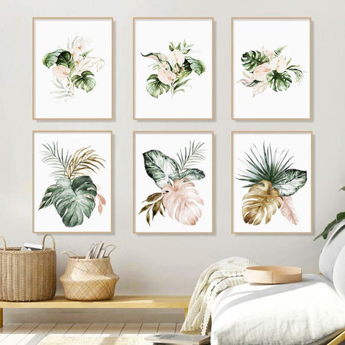 Tropical Botanical Green Leaves - Canvas Wall Art Print | Bowlift