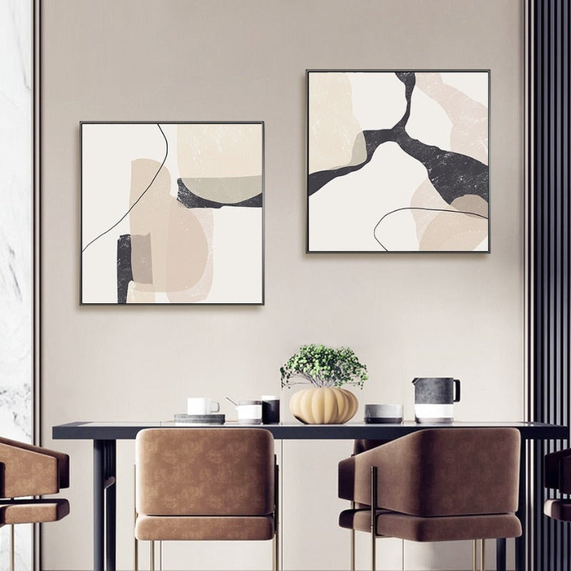 Abstract Beige Marble Geometric Shapes - Canvas Wall Art Print | Bowlift
