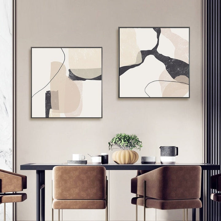 Abstract Beige Marble Geometric Shapes - Canvas Wall Art Print | Bowlift