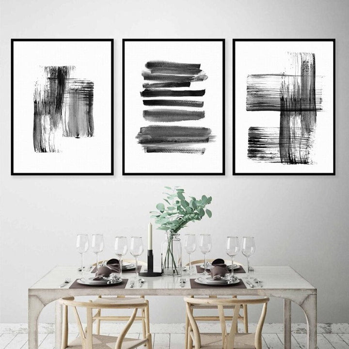 Abstract Ink Brush Strokes - Canvas Wall Art Print | Bowlift