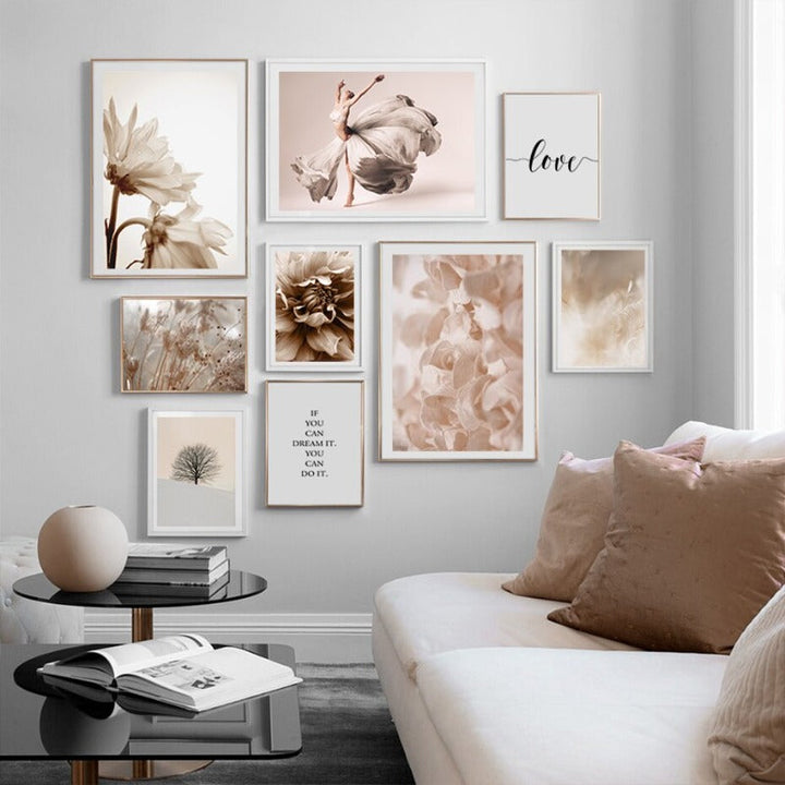 Bohemian Style Blush Flower Petal - Canvas Wall Art Print | Bowlift