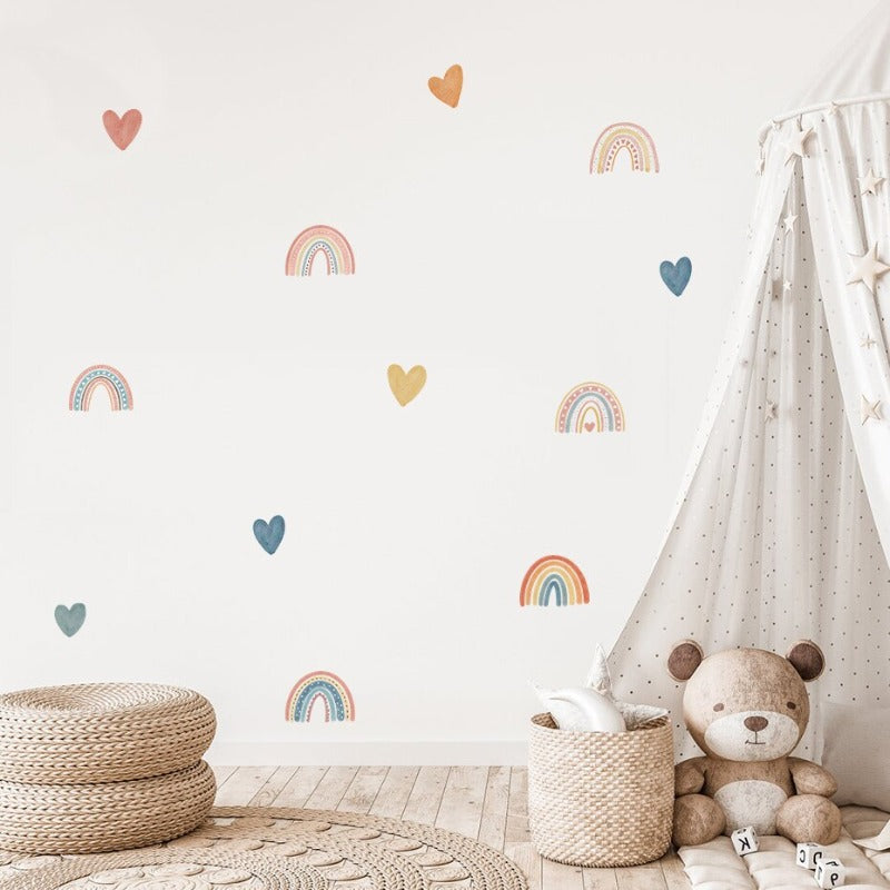 Cute Colorful Rainbow Heart - Removable Wall Decal | Bowlift
