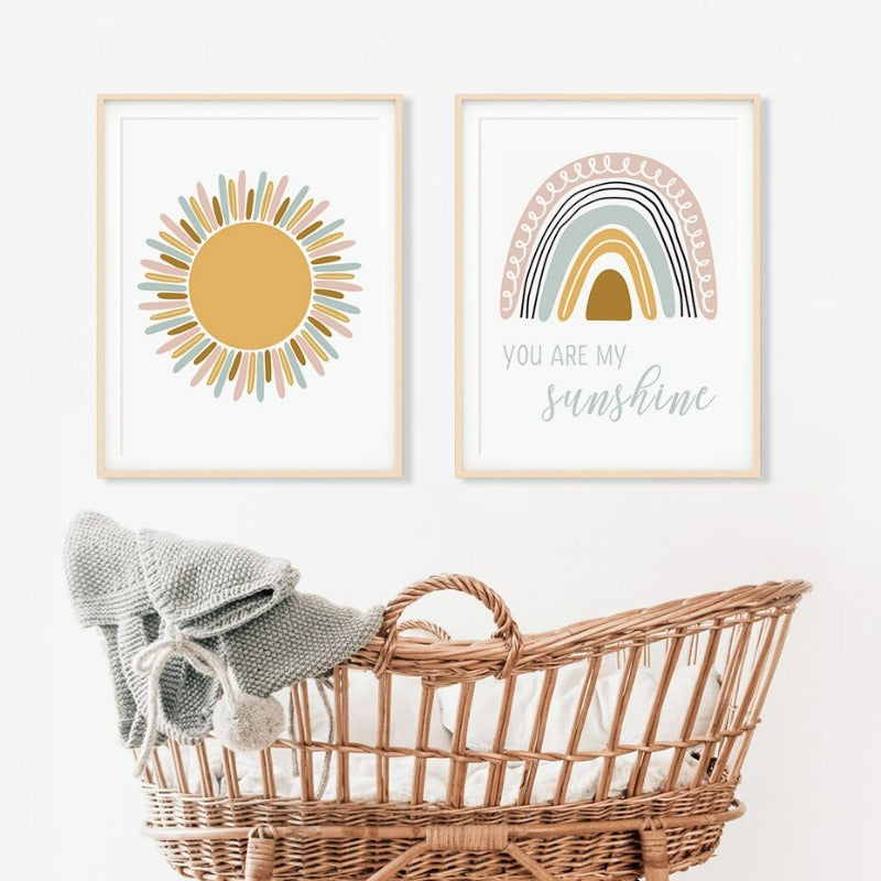 Clouds Sunshine Lovely Mountain Nursery - Canvas Wall Art Print | Bowlift