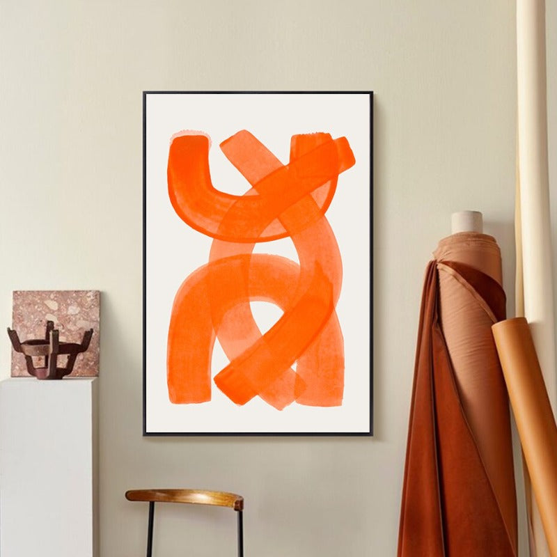 Abstract Orange Brush Strokes - Canvas Wall Art Print | Bowlift