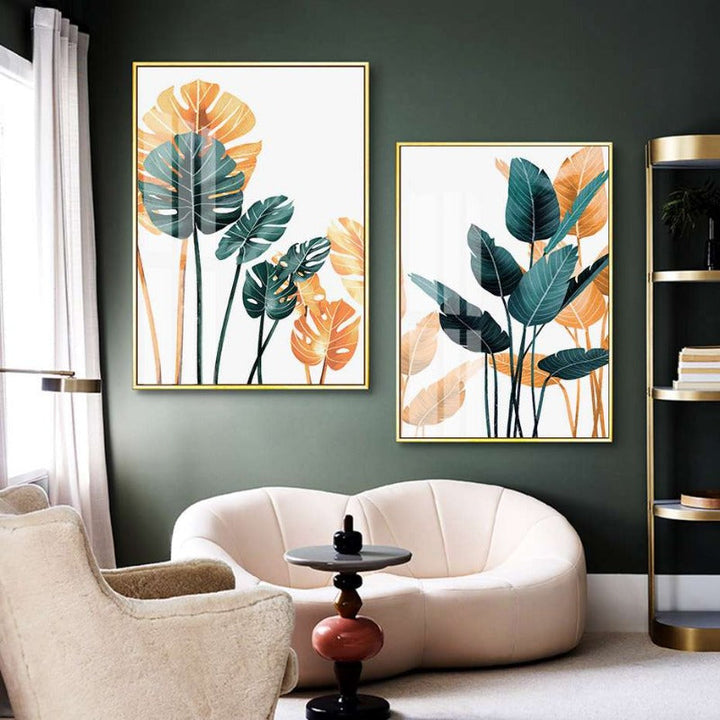Modern Tropical Palm Tree Leaves - Canvas Wall Art Print | Bowlift