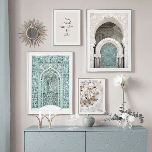 Moroccan Arch Mint Green - Canvas Wall Art Print | Bowlift