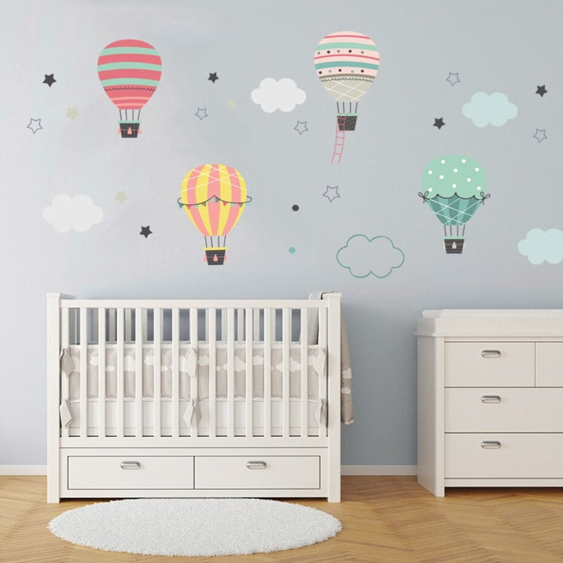 Pastel Hot Air Balloon Clouds - Removable Wall Decal | Bowlift