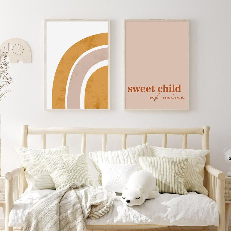 Sweet Child Of Mine Sun And Rainbow Nursery - Canvas Wall Art Print | Bowlift