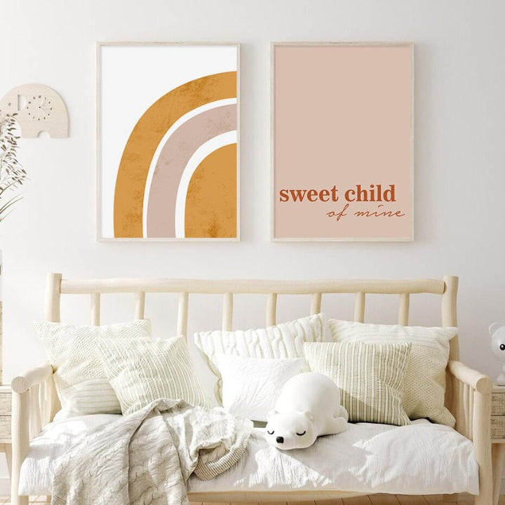 Sweet Child Of Mine Sun And Rainbow Nursery - Canvas Wall Art Print | Bowlift