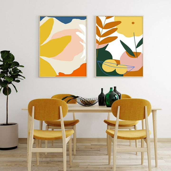 Colorful Abstract Tropical Plants - Canvas Wall Art Print | Bowlift