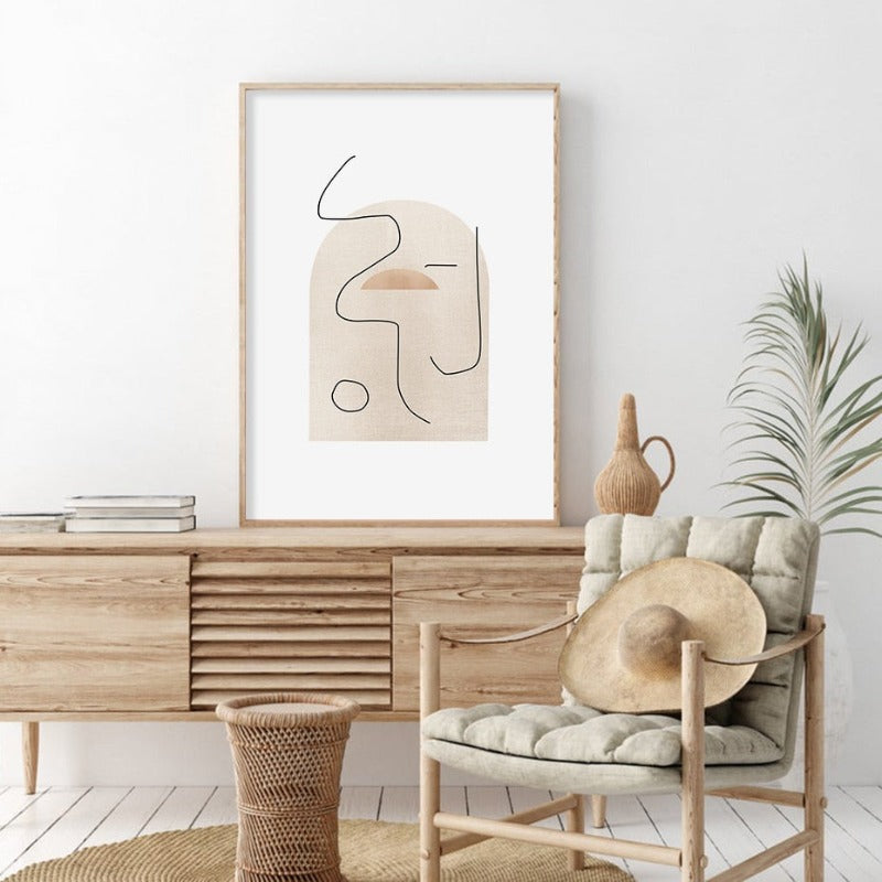 Abstract Boho Nature Beige Contemporary Rainbow - Canvas Wall Art Print | Bowlift