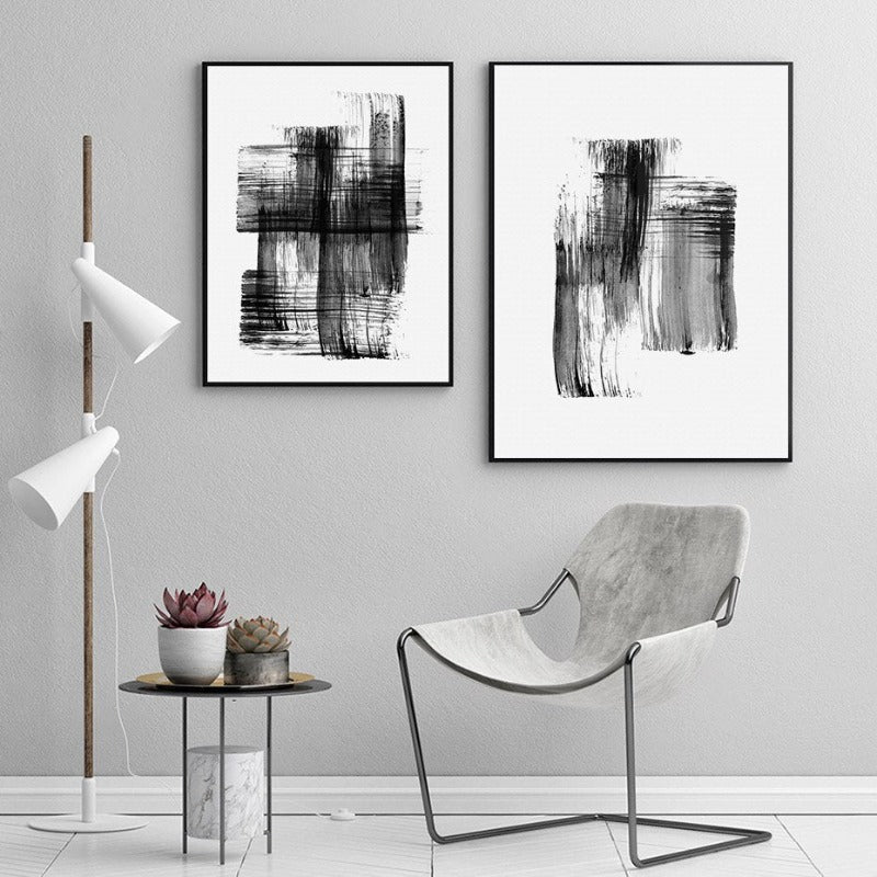 Abstract Ink Brush Strokes - Canvas Wall Art Print | Bowlift