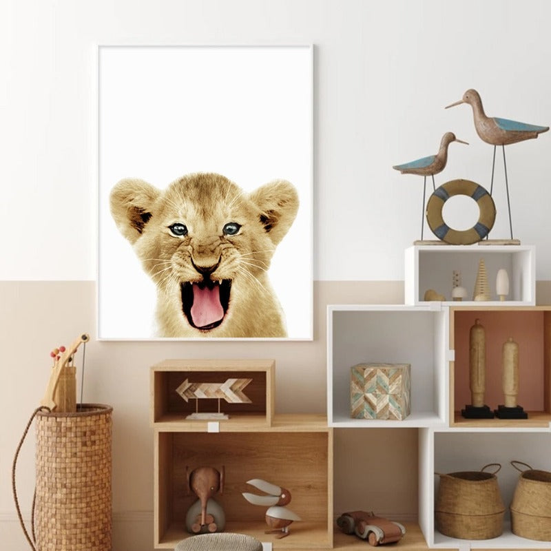 Black & White African Lion - Canvas Wall Art Print | Bowlift