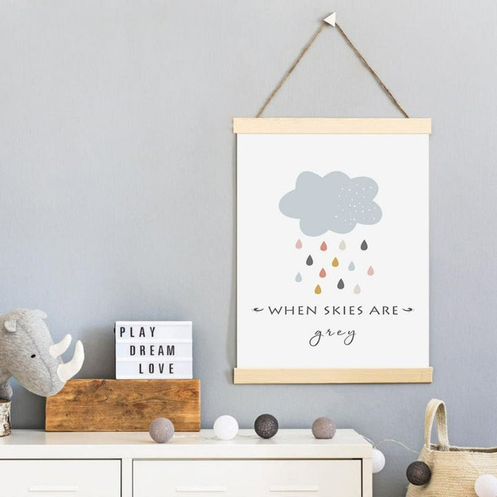 Cartoon Sun Cloud Rainbow Nursery Decor-Canvas Wall Art Print | Bowlift