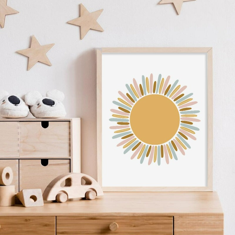 Clouds Sunshine Lovely Mountain Nursery - Canvas Wall Art Print | Bowlift