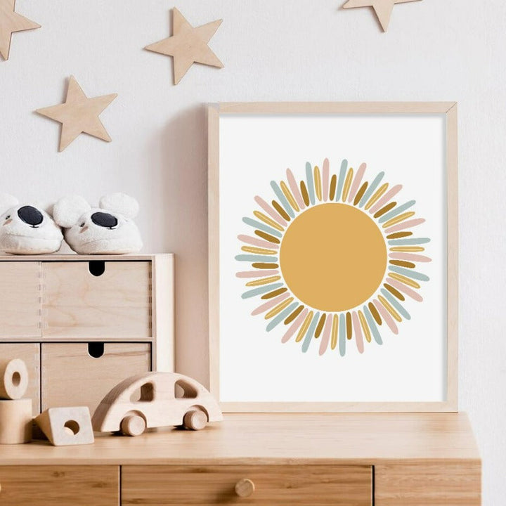 Clouds Sunshine Lovely Mountain Nursery - Canvas Wall Art Print | Bowlift