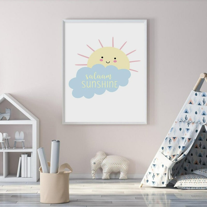 Colored Rainbow Clouds Raindrops Islamic- Canvas Wall Art Print | Bowlift