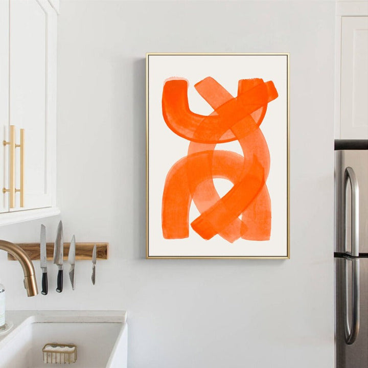 Abstract Orange Brush Strokes - Canvas Wall Art Print | Bowlift