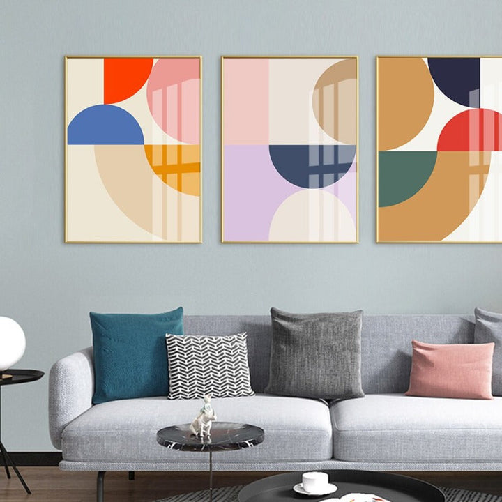 Modern Abstract Geometric Color Block - Canvas Wall Art Print | Bowlift