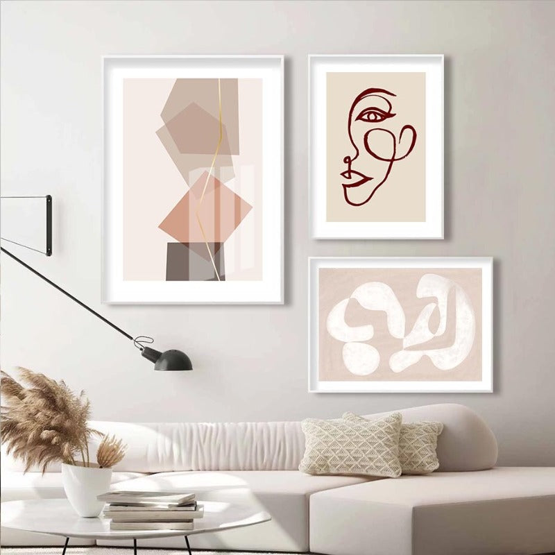 Modern Neutral Abstract Line Art  - Canvas Wall Art Print | Bowlift