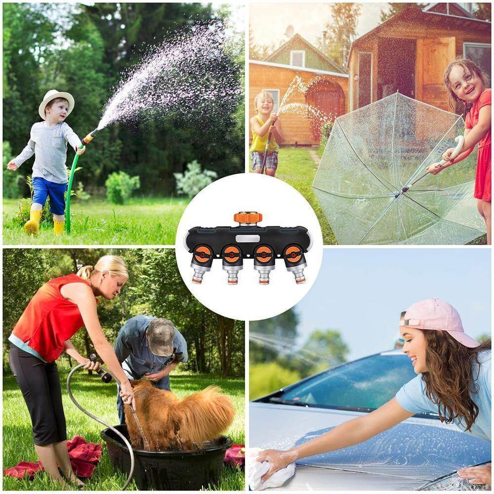 BowLift | 4-way Garden Hose Faucet Splitter Connector