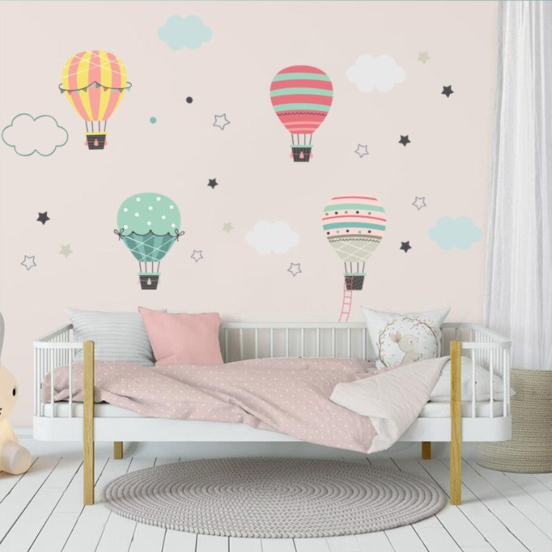 Pastel Hot Air Balloon Clouds - Removable Wall Decal | Bowlift