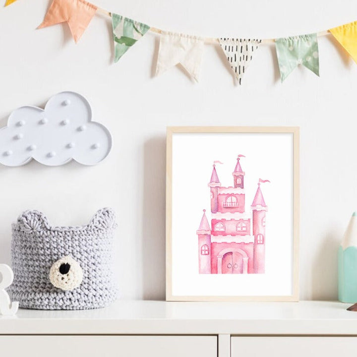Princess Pink Dream Castle - Canvas Wall Art Print | Bowlift