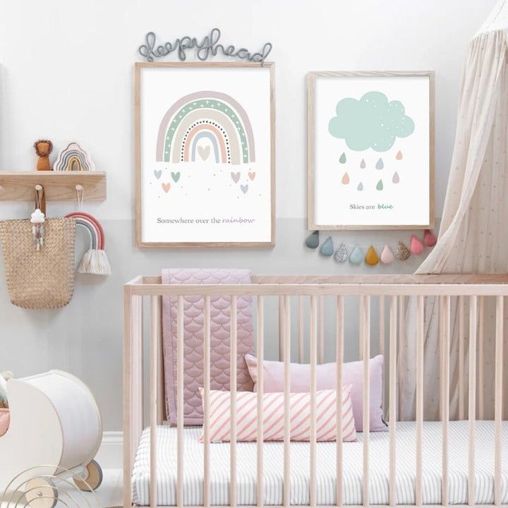 Rainbow Pink Star Cloud Skies - Canvas Wall Art Print | Bowlift
