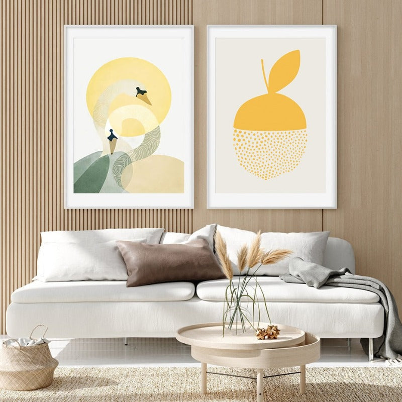 Trendy Abstract Yellow Graphic Designs  - Canvas Wall Art Print | Bowlift