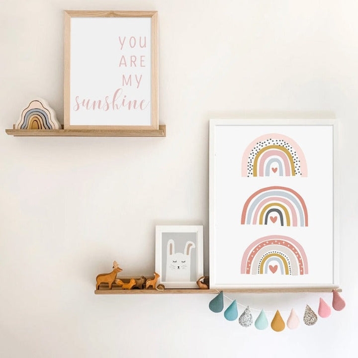 You Are My Sunshine Rainbow Nursery  - Canvas Wall Art Print | Bowlift