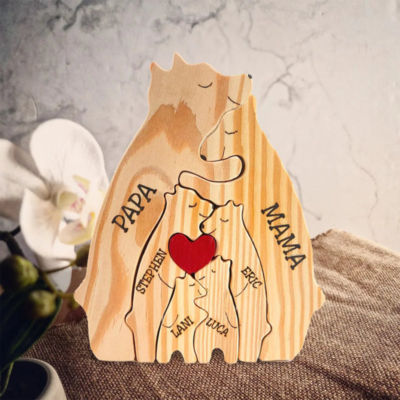 Personalized Wooden Bear Family Puzzle | Bowlift