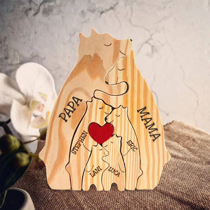 Personalized Wooden Bear Family Puzzle | Bowlift
