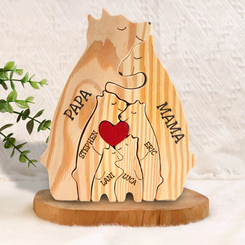 Personalized Wooden Bear Family Puzzle | Bowlift