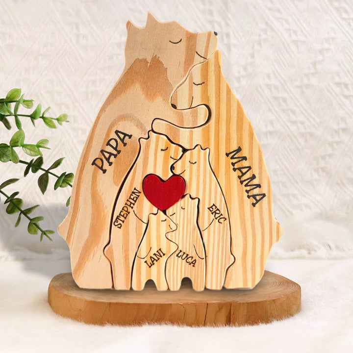 Personalized Wooden Bear Family Puzzle | Bowlift