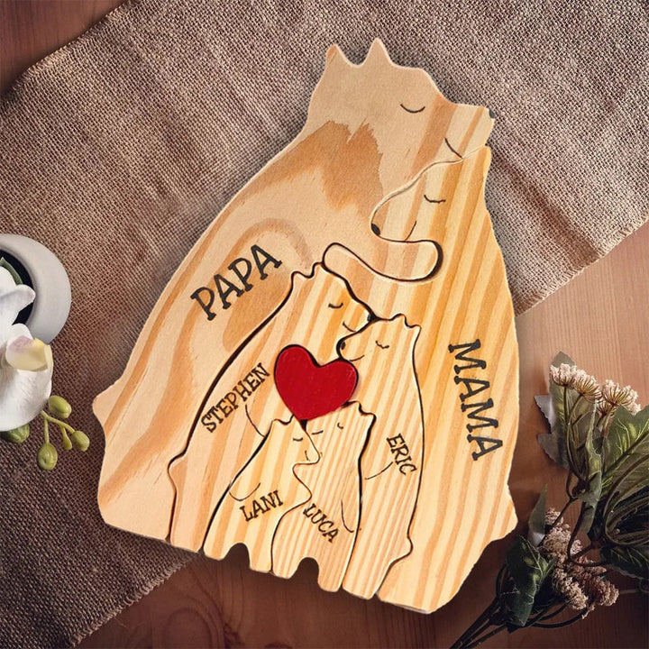 Personalized Wooden Bear Family Puzzle | Bowlift