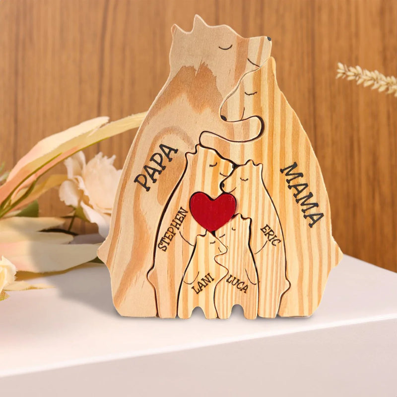 Personalized Wooden Bear Family Puzzle | Bowlift