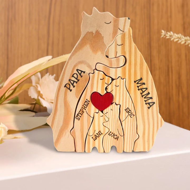 Personalized Wooden Bear Family Puzzle | Bowlift