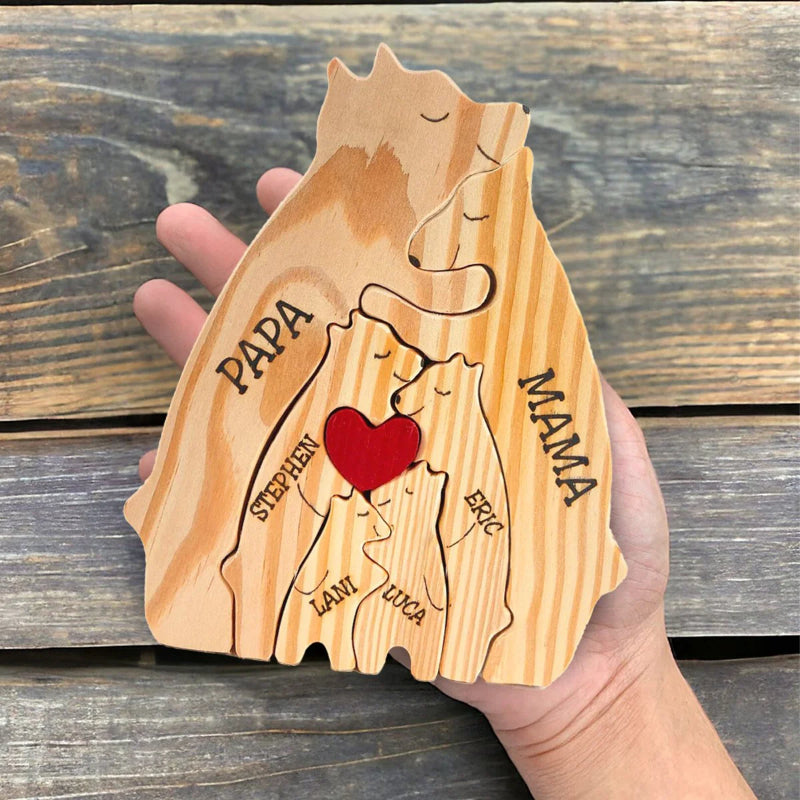 Personalized Wooden Bear Family Puzzle | Bowlift