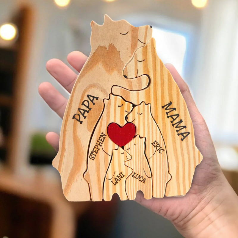 Personalized Wooden Bear Family Puzzle | Bowlift