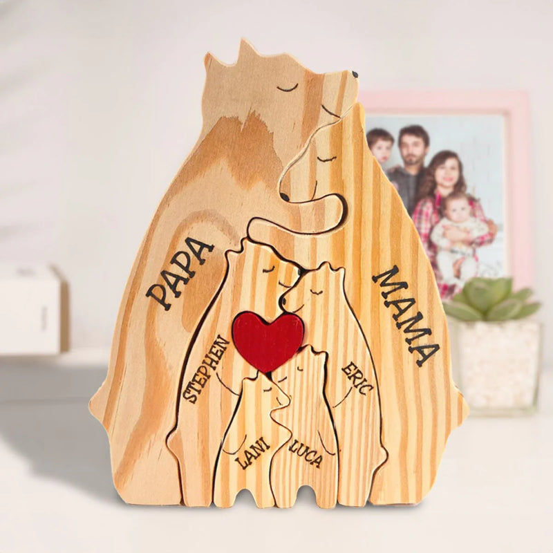 Personalized Wooden Bear Family Puzzle | Bowlift