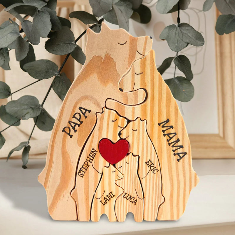 Personalized Wooden Bear Family Puzzle | Bowlift