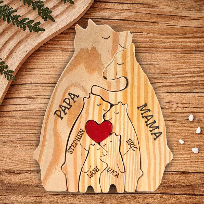 Personalized Wooden Bear Family Puzzle | Bowlift