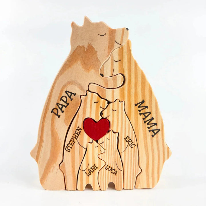 Personalized Wooden Bear Family Puzzle | Bowlift