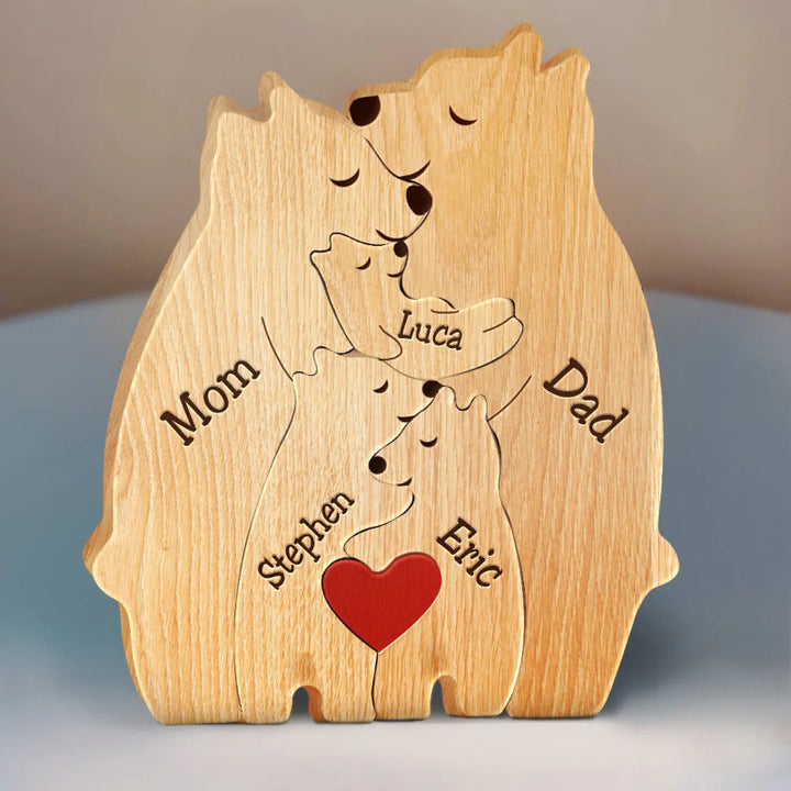 Personalized Wooden Bear Family Puzzle | Bowlift