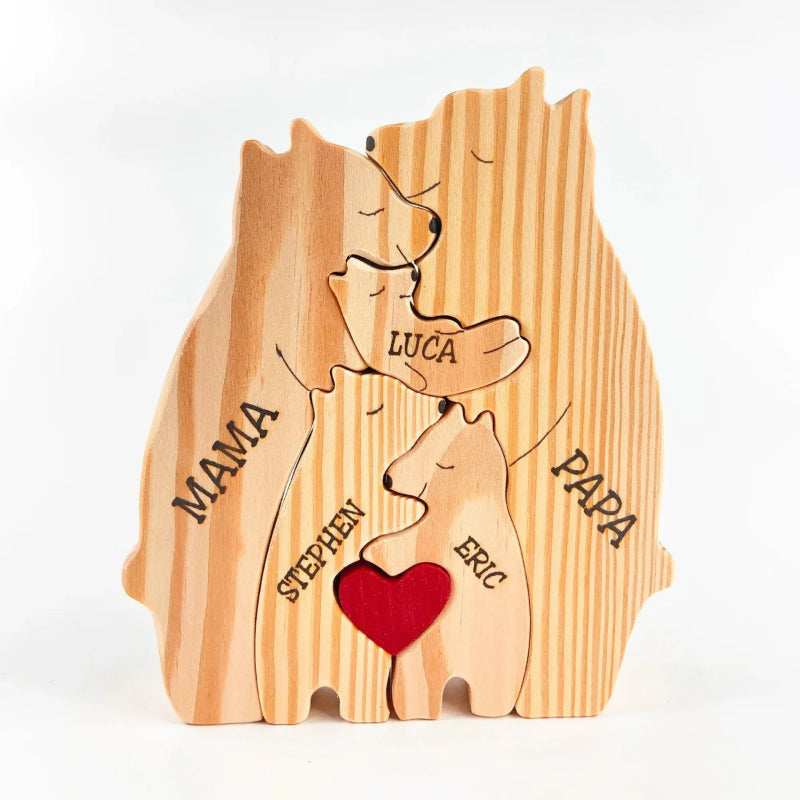 Personalized Wooden Bear Family Puzzle | Bowlift