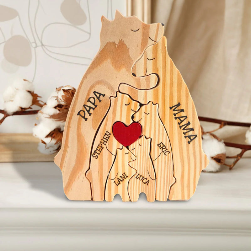 Personalized Wooden Bear Family Puzzle | Bowlift