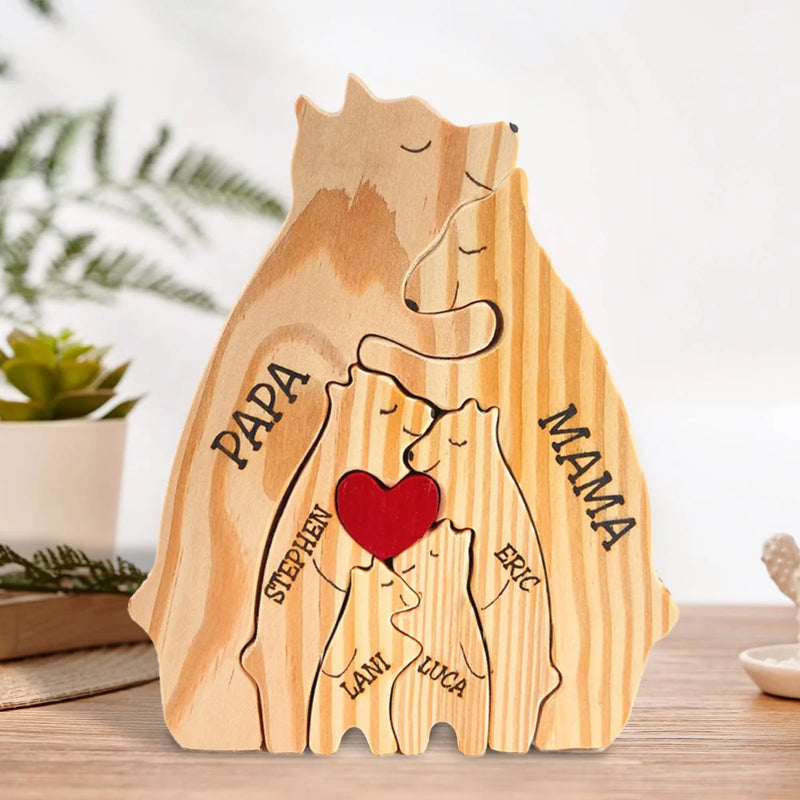 Personalized Wooden Bear Family Puzzle | Bowlift