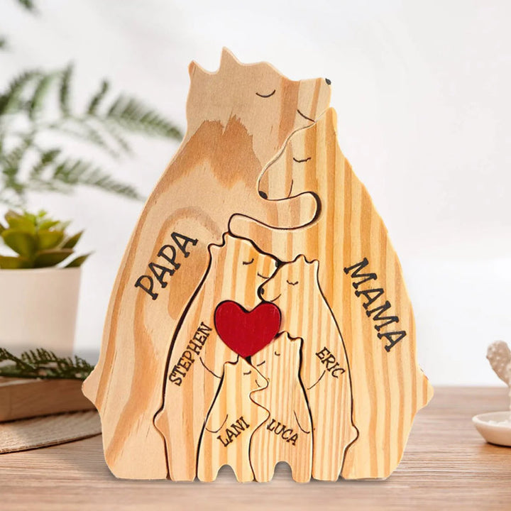 Personalized Wooden Bear Family Puzzle | Bowlift