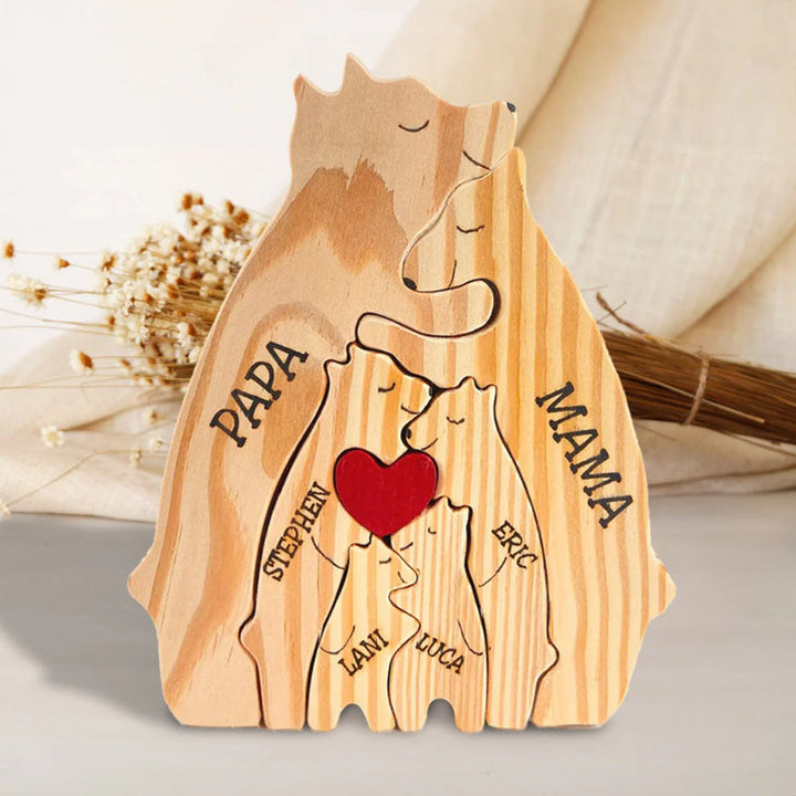 Personalized Wooden Bear Family Puzzle | Bowlift