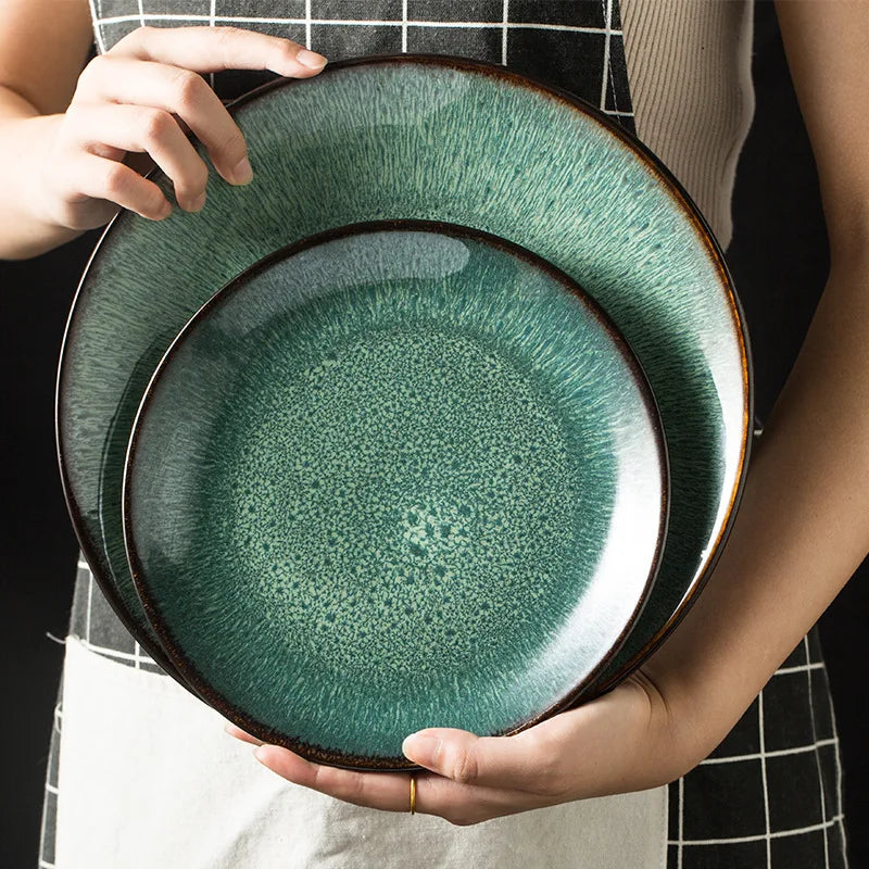 Malachite Green Ceramic Plate And Bowl Porcelain Dinner Dish Plate | Bowlift
